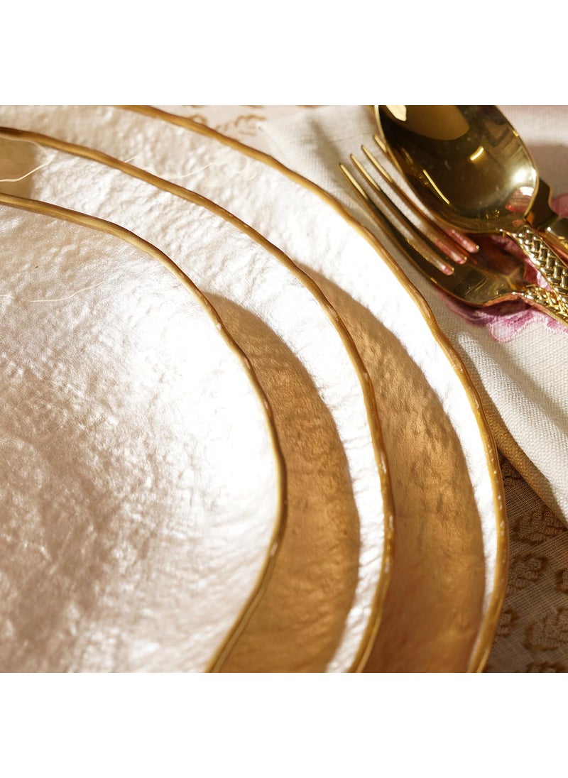 PURE HOME LIVING Set of 2 Beige Dune Glass Dessert Plates Kitchen Counter Decorative Plates Modern Tableware and Dinnerware Platesuse for Dinner Lunch Breakfast