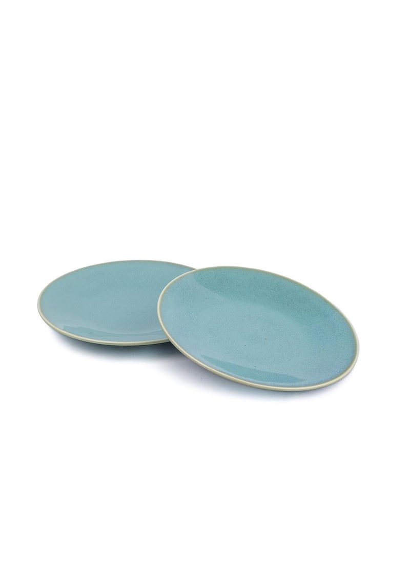 Shay Quarter Plates Set of 6 Green Blue Reactive Luxury Series Glossy Finish Premium Stoneware Snacks Plates Set of 6 Dessert Plates Small Plates Quarter Plates Green Blue