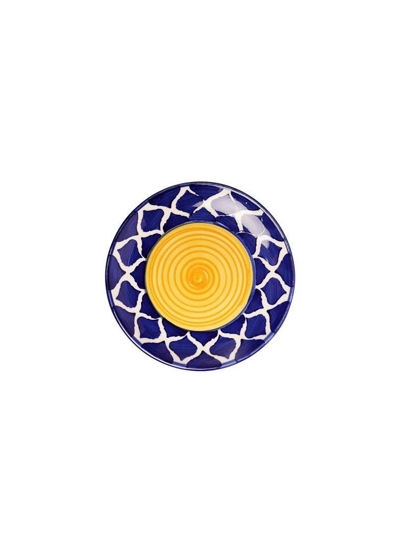 LOCALKALA Local Kalas Ceramic Classic Moroccan Blue Puzzle QuarterSnack Plate 7 Inches Set of 2