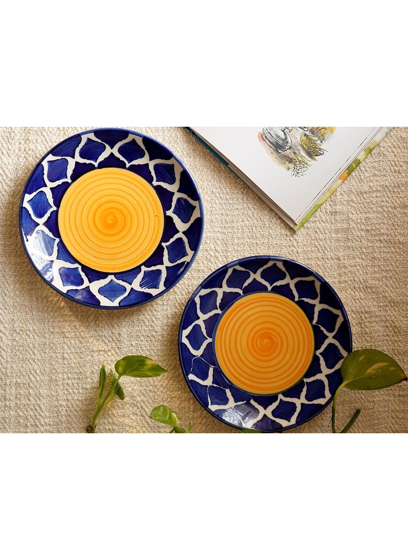 LOCALKALA Local Kalas Ceramic Classic Moroccan Blue Puzzle QuarterSnack Plate 7 Inches Set of 2