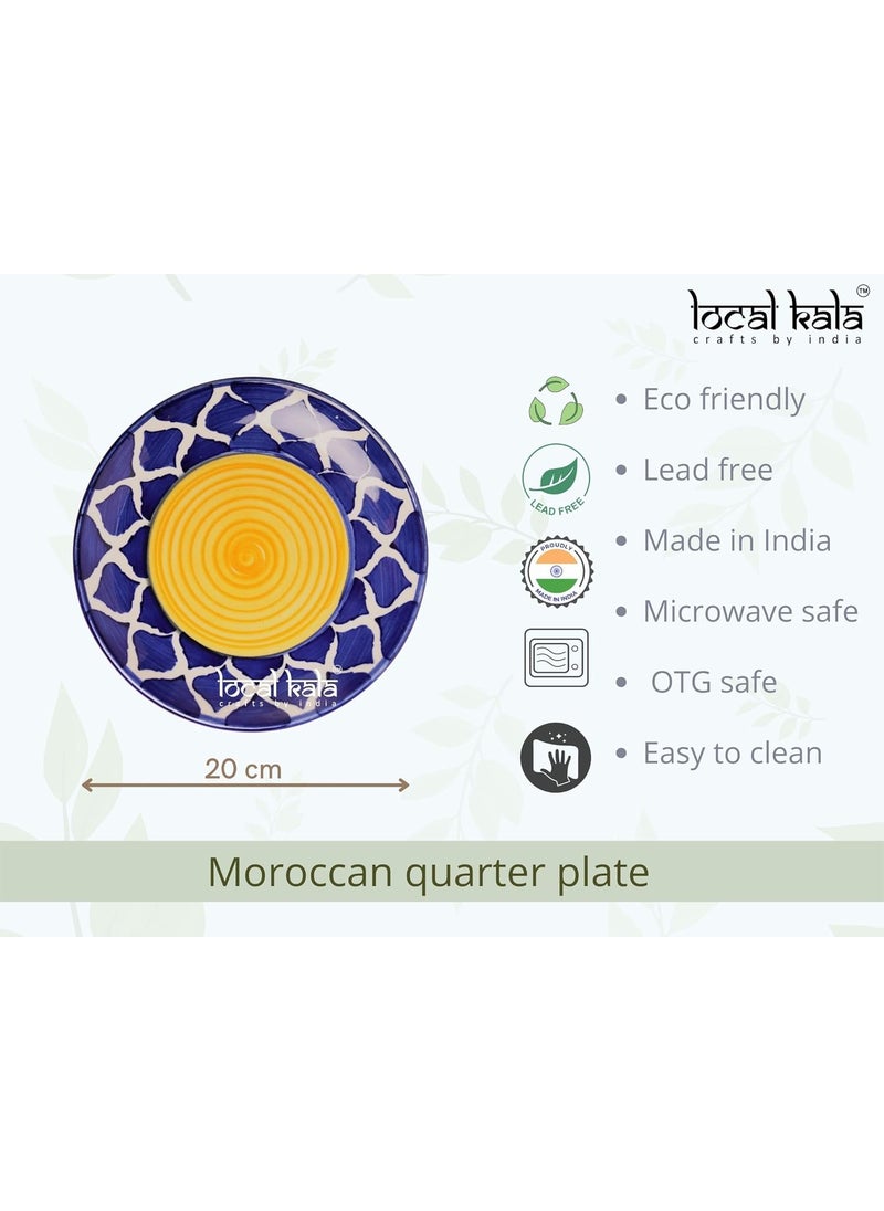 LOCALKALA Local Kalas Ceramic Classic Moroccan Blue Puzzle QuarterSnack Plate 7 Inches Set of 2
