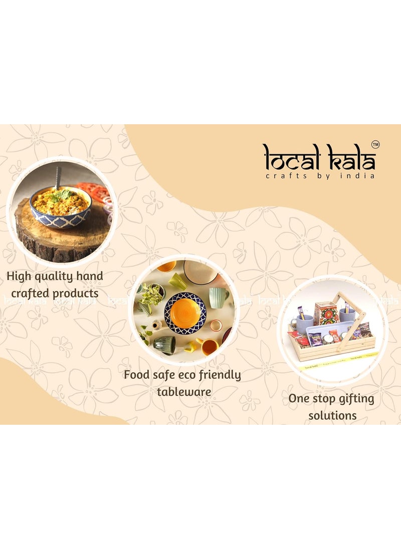 LOCALKALA Local Kalas Ceramic Classic Moroccan Blue Puzzle QuarterSnack Plate 7 Inches Set of 2