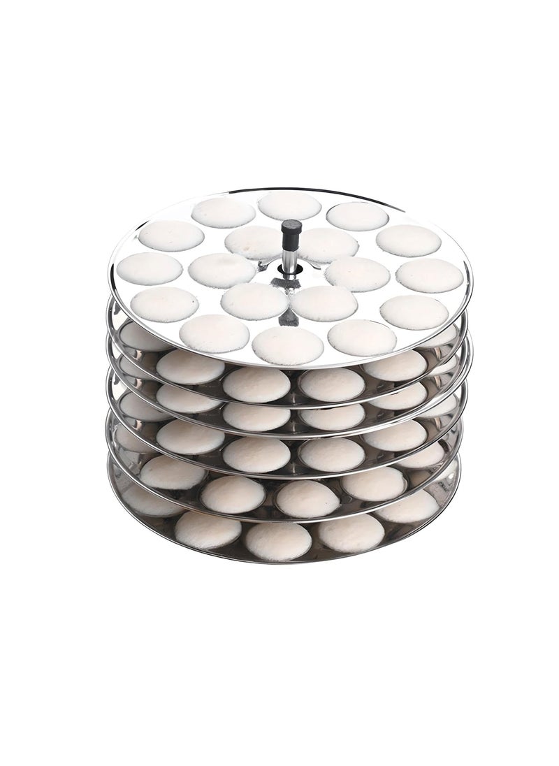 AadiVeer Premium Stainless Steel 6 Mini Idli Plates Mini Idli Stand Mini Idli Maker 108 Idlies With Stand Silver