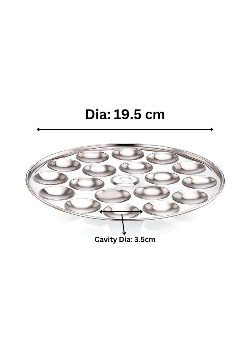 AadiVeer Royal Stainless Steel 4 Mini Idli Plates Mini Idli Stand Mini Idli Maker 72 Idlies With Stand Lifter Silver