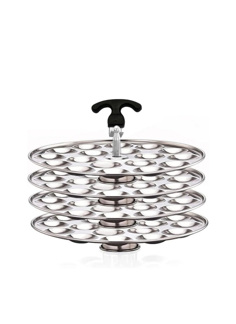 AadiVeer Royal Stainless Steel 4 Mini Idli Plates Mini Idli Stand Mini Idli Maker 72 Idlies With Stand Lifter Silver