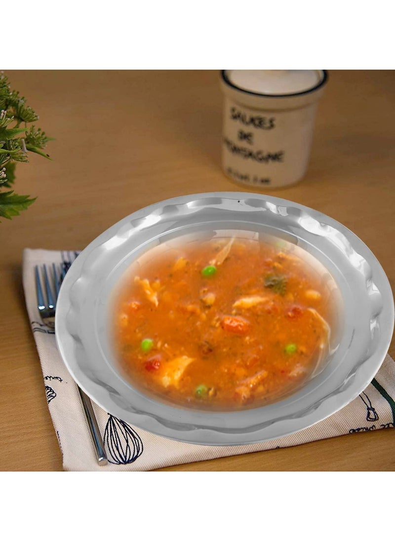 DiosHomes Stainless Steel Deep SoupBreakfastMaggiPastaIdliPohaRiceSaladGravy Plate with Mirror Polish Heavy Gauge Dia23cm Depth25cm Silver Pack of 2 06