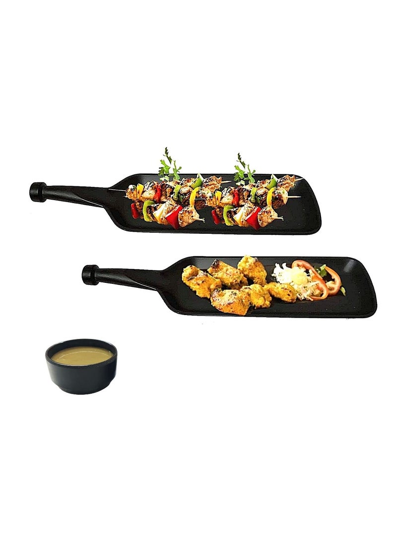 GREENLAND ECOSTRWZ Ecospit Melamine Bat Shape Snacks and Sweets Serving PlatterTray for Home Hotel Restaurant Kitchen Matt Black Pack of 02 2