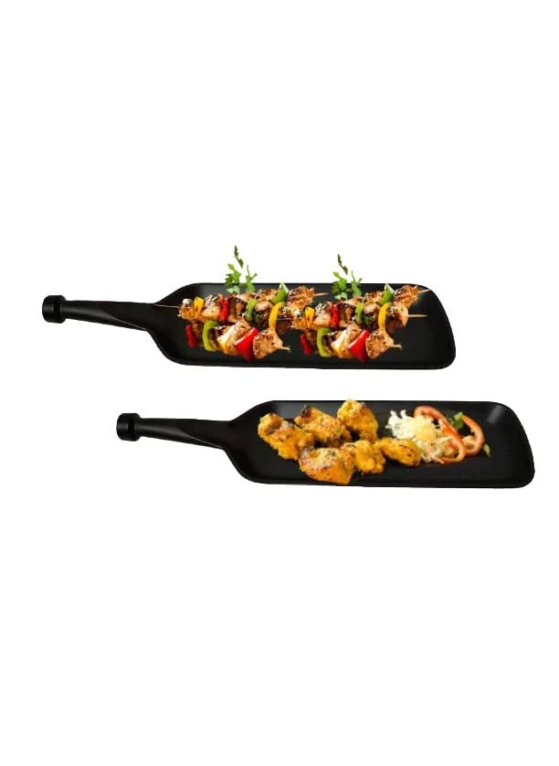GREENLAND ECOSTRWZ Ecospit Melamine Bat Shape Snacks and Sweets Serving PlatterTray for Home Hotel Restaurant Kitchen Matt Black Pack of 02 2