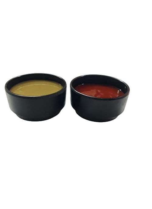DECOR VIBES Melamine French Fries Momos Paneer Tikka Serving Platter with 2 Noodles Bowls and 2 Dip Bowls Unbreakable Dessert and Snacks PlatterTray Matt Black Combo Pack of 8