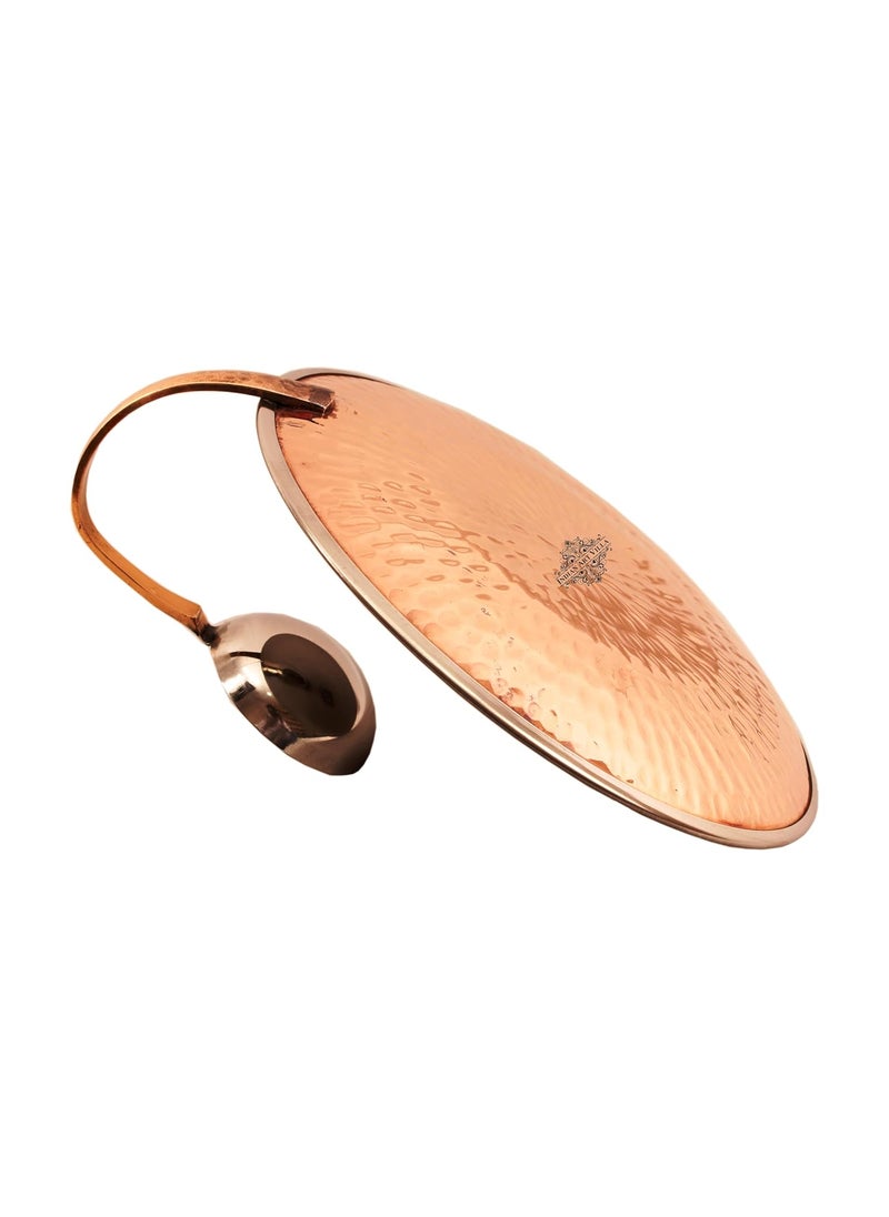 INDIAN ART VILLA Copper Finish Serving Platter with Attached Dip Bowl Stainless Steel Tableware for Snacks Appetizers and Sauces Volume 50 ML