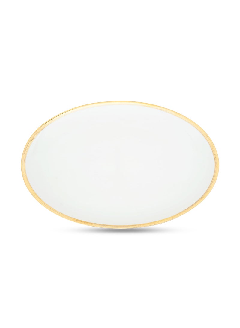 PURE HOME LIVING Ivory and Gold Rim Detail Ceramic Oval Plate