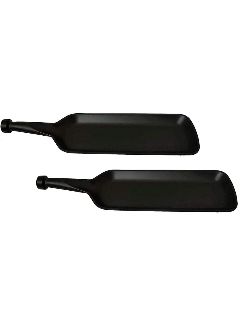 Decor Vibes Melamine Bat Platter for French Fries Momos Paneer Tikka Serving Platter with 2 Dip Bowl Unbreakable Serving Starter Dessert and Snacks PlatterTray Matt Black Combo of 4