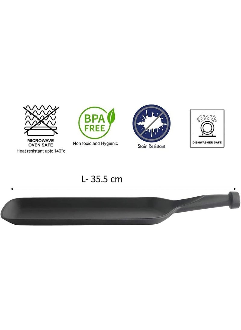 Decor Vibes Melamine Bat Platter for French Fries Momos Paneer Tikka Serving Platter with 2 Dip Bowl Unbreakable Serving Starter Dessert and Snacks PlatterTray Matt Black Combo of 4