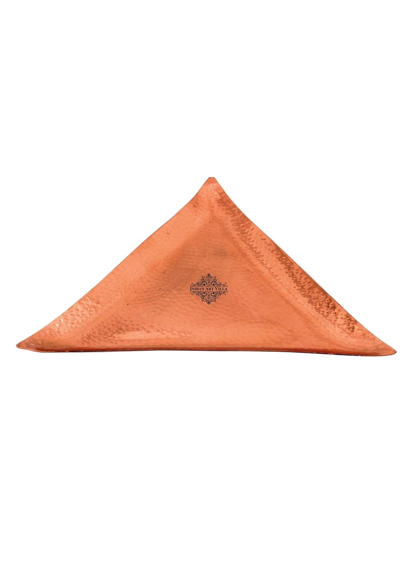 INDIAN ART VILLA Hammered Copper Triangular Serving Tray Serveware Tableware Home Dcor Length 105 Inch Brown