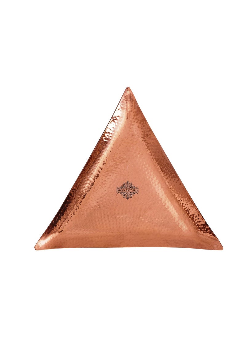 INDIAN ART VILLA Hammered Copper Triangular Serving Tray Serveware Tableware Home Dcor Length 105 Inch Brown