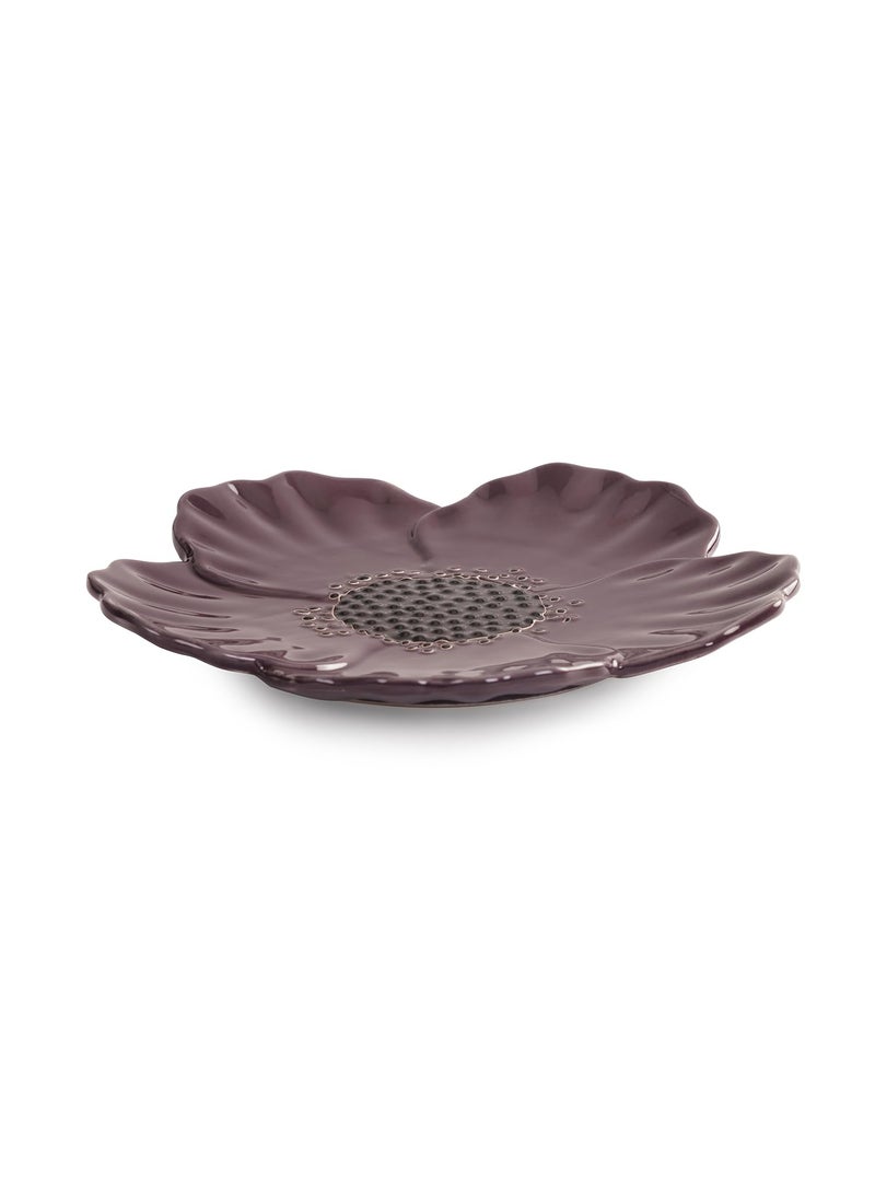 PURE HOME LIVING Purple Floral Shaped Ceramic Platter Medium Perfect for Serving Sweets Cookies Dry Fruits Snacks
