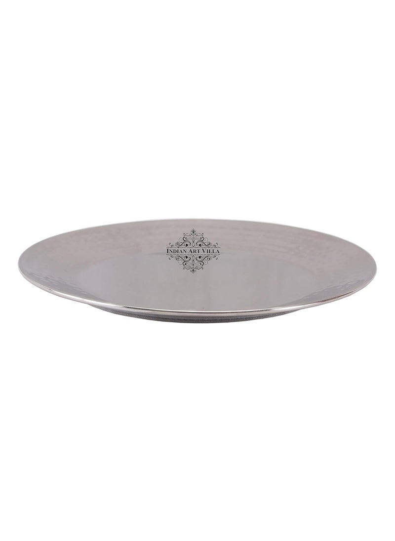 INDIAN ART VILLA 10 Inch Steel Double Layer Quarter Plate Platter Used as Dinnerware Home Hotel Restaurant