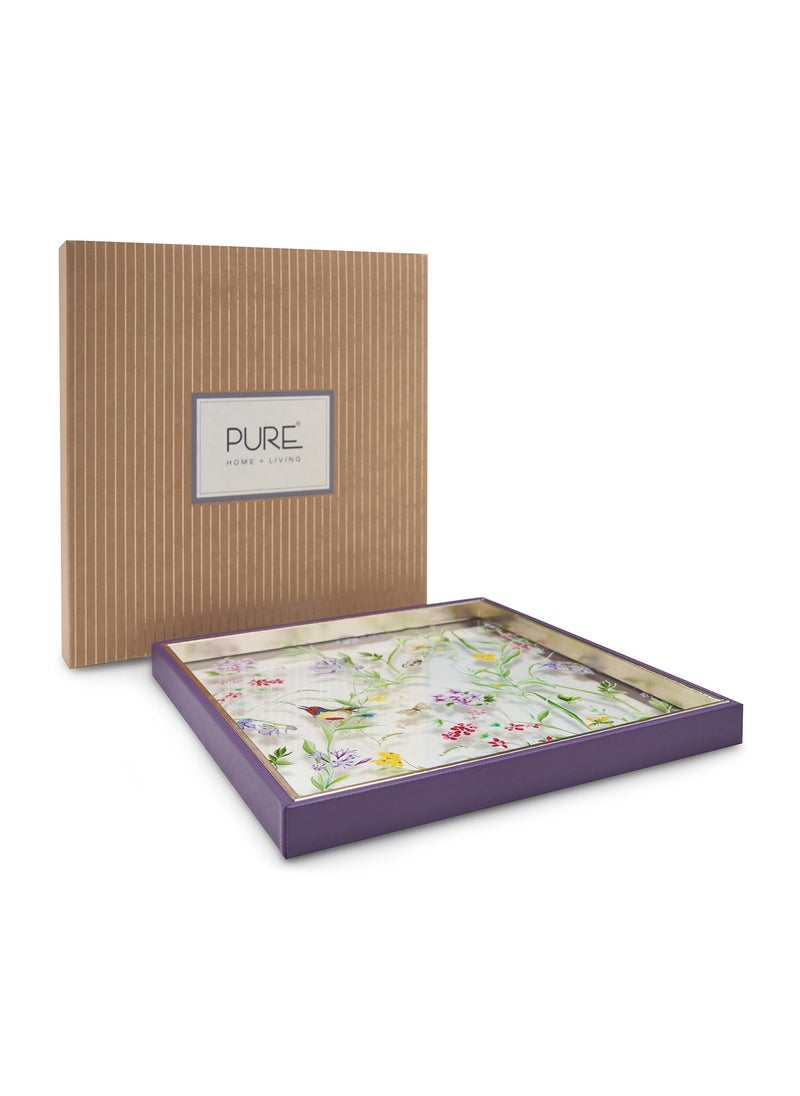 Pure Home Living Purple Glass Printed Platter