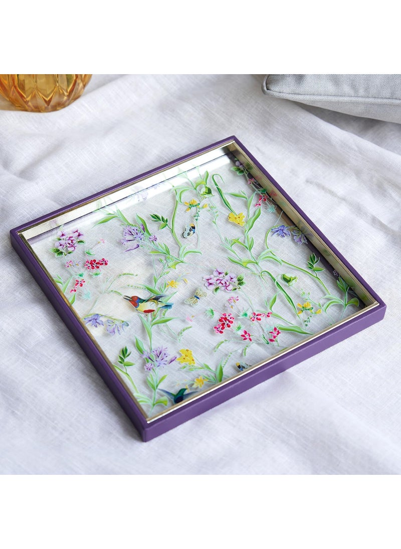 Pure Home Living Purple Glass Printed Platter