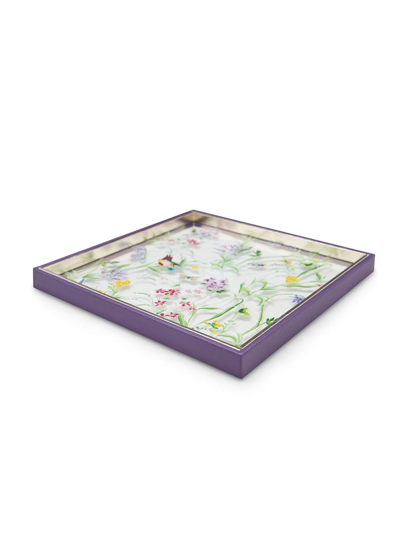 Pure Home Living Purple Glass Printed Platter