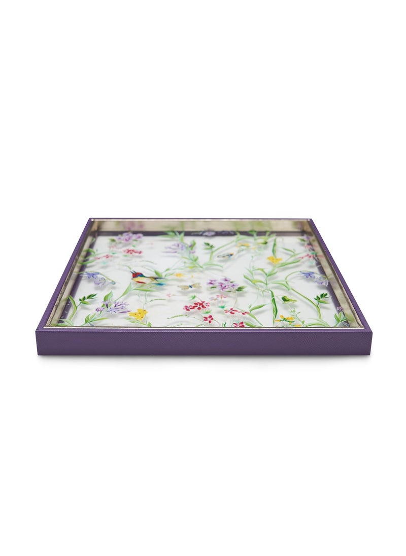 Pure Home Living Purple Glass Printed Platter