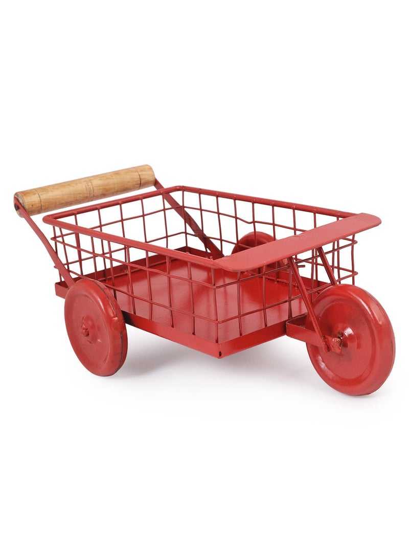 BOGEN LITE Metal Wagon Snack Platter for KitchenDinning Table Serving Platter Red