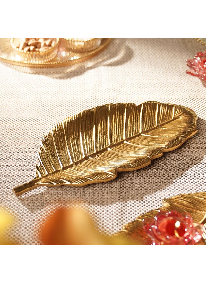 Pure Home Living Large Malabar Leaf Platter Gold