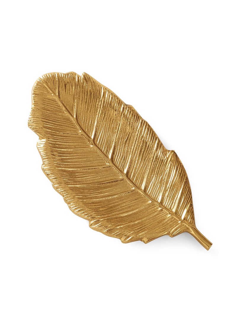Pure Home Living Large Malabar Leaf Platter Gold