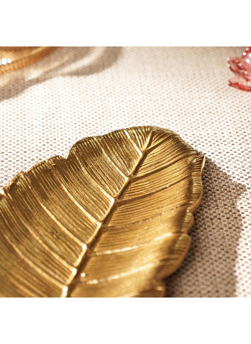 Pure Home Living Large Malabar Leaf Platter Gold