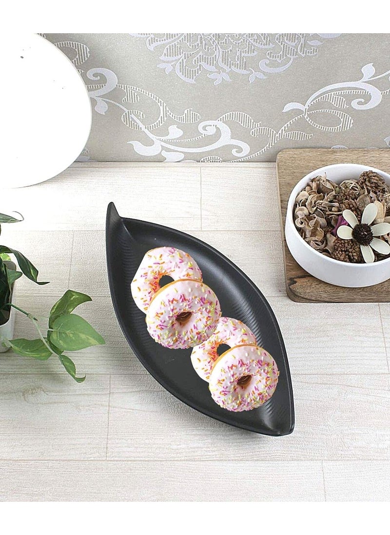 Home Decorise Melamine Rectangle French Fries Momos Serving Platter with 1 Dip Bowl Unbreakable Serving Dessert and Snacks PlatterTray Black Pack of 3