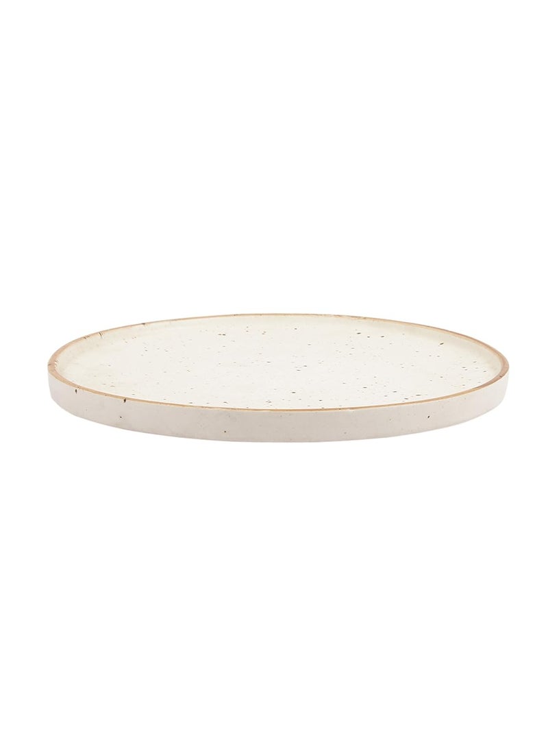 MIAH Decor MD215 Handcrafted Cream Matte Finish Ceramic Round Platter