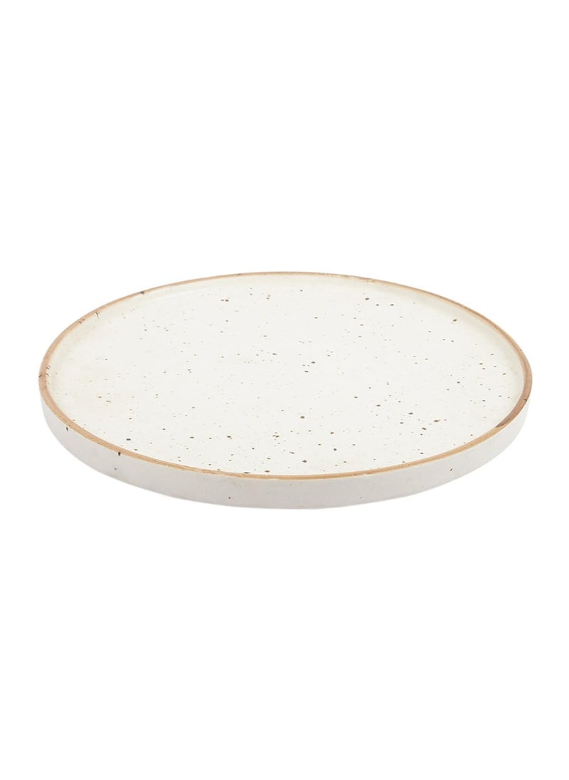 MIAH Decor MD215 Handcrafted Cream Matte Finish Ceramic Round Platter