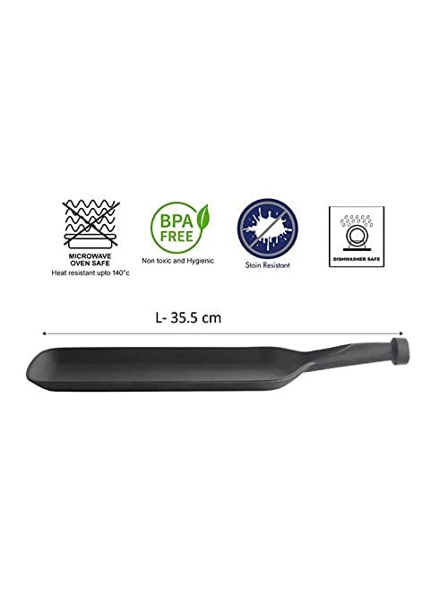 DECOR VIBES Melamine Pizza Pasta Platter Combo Rolls French Fries Momos Serving Platter with 2 Dip Bowl Serving Dessert and Snacks PlateTray Multipurpose Matt Black Combo of 6