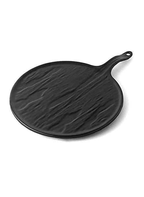 DECOR VIBES Melamine Pizza Pasta Platter Combo Rolls French Fries Momos Serving Platter with 2 Dip Bowl Serving Dessert and Snacks PlateTray Multipurpose Matt Black Combo of 6