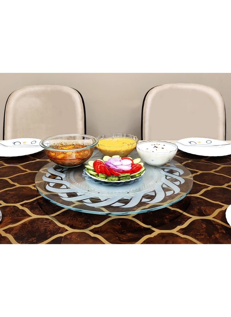 appeasy Revolving Turntable Serving Tray Revolving Tray for Dining Table Lazy Susan Revolving Toughened Glass Dining Table Centerpiece with Revolving disc Round 21 Inches Cardiff