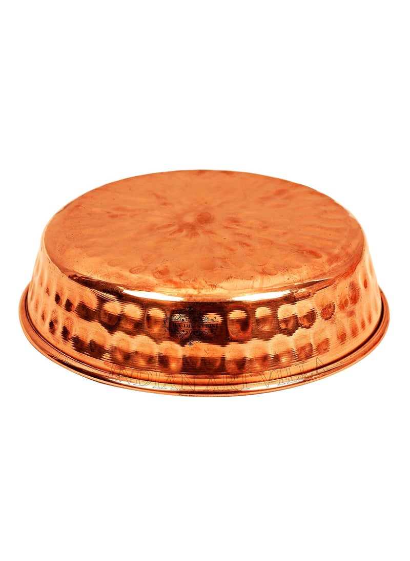 INDIAN ART VILLA Hammered Copper Rice Plate Serveware Dinnerware Home Restaurant 2 Pieces