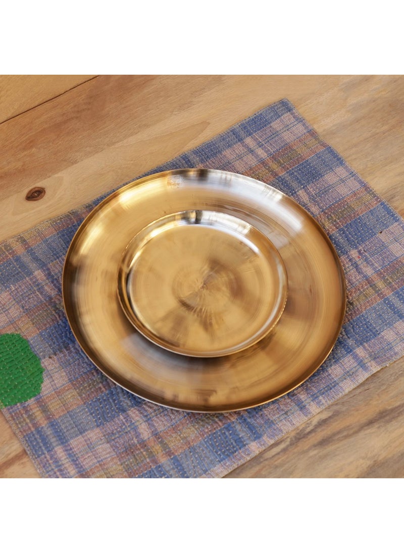 DeKulture Ayurveda Pure Kansa Bronze Dinner Nested Platters Set of 2 for Good Health