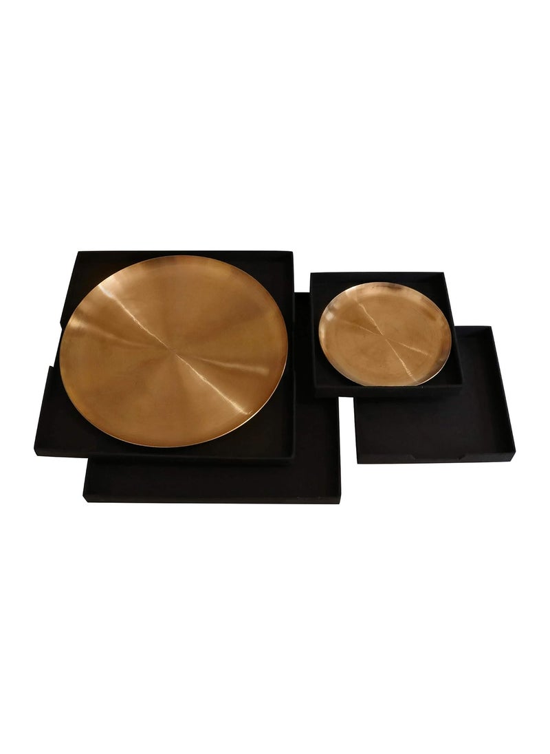 DeKulture Ayurveda Pure Kansa Bronze Dinner Nested Platters Set of 2 for Good Health