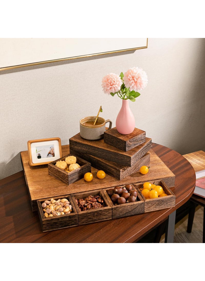 Hamdan Wooden Serving Tray with Handles Rectangular Plates with 8 compartmentsOttoman Tray for Living Roomare Used for Coffee TableSofa