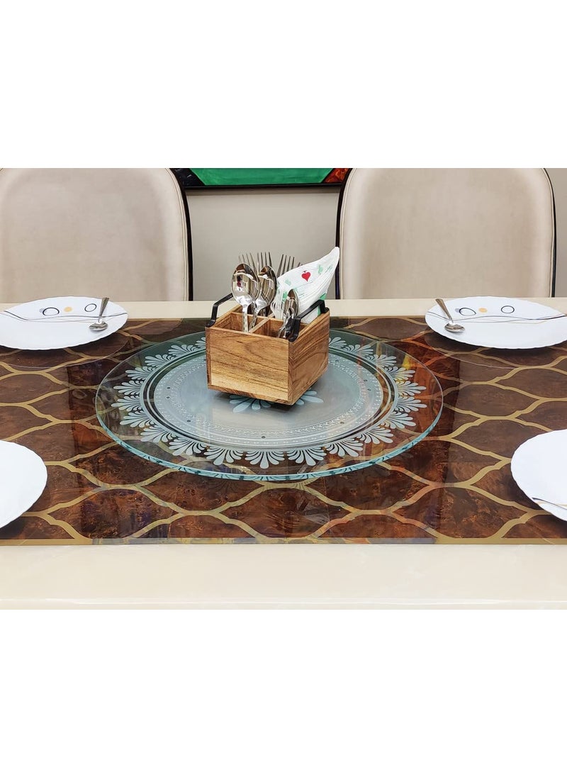 appeasy 21 Glass Lazy Susan Turntable Dining Table Centerpiece with Revolving disc Round Tabletop Rotating Tray Serving Plate Silent Smooth Spin Flora