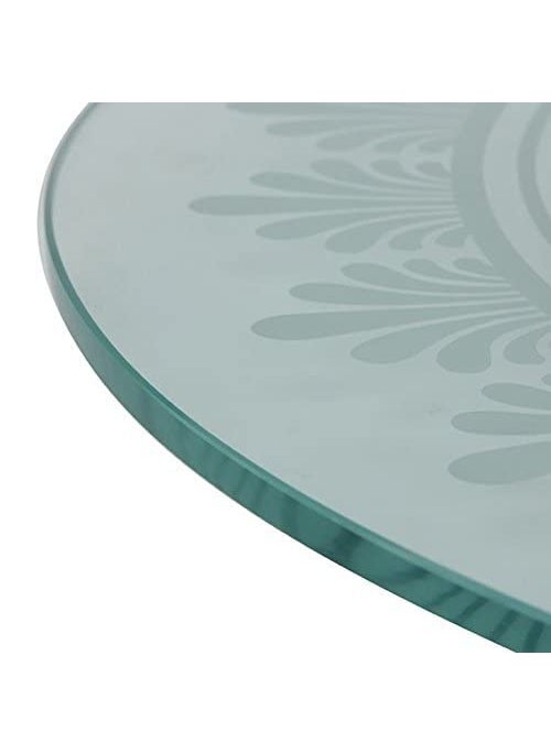 appeasy 21 Glass Lazy Susan Turntable Dining Table Centerpiece with Revolving disc Round Tabletop Rotating Tray Serving Plate Silent Smooth Spin Flora