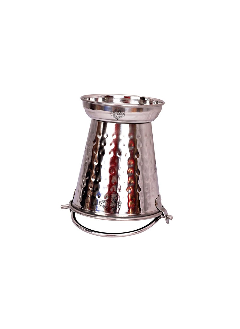 IndianArtVilla Hammered Steel Serving Bucket Serving Vegetable Rayta Dishes 450 ML Silver