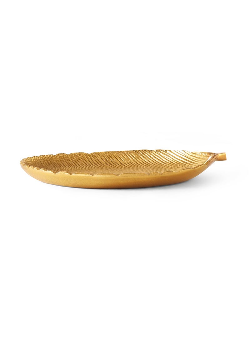 Pure Home and Living Large Gold Jahanara Leaf Platter