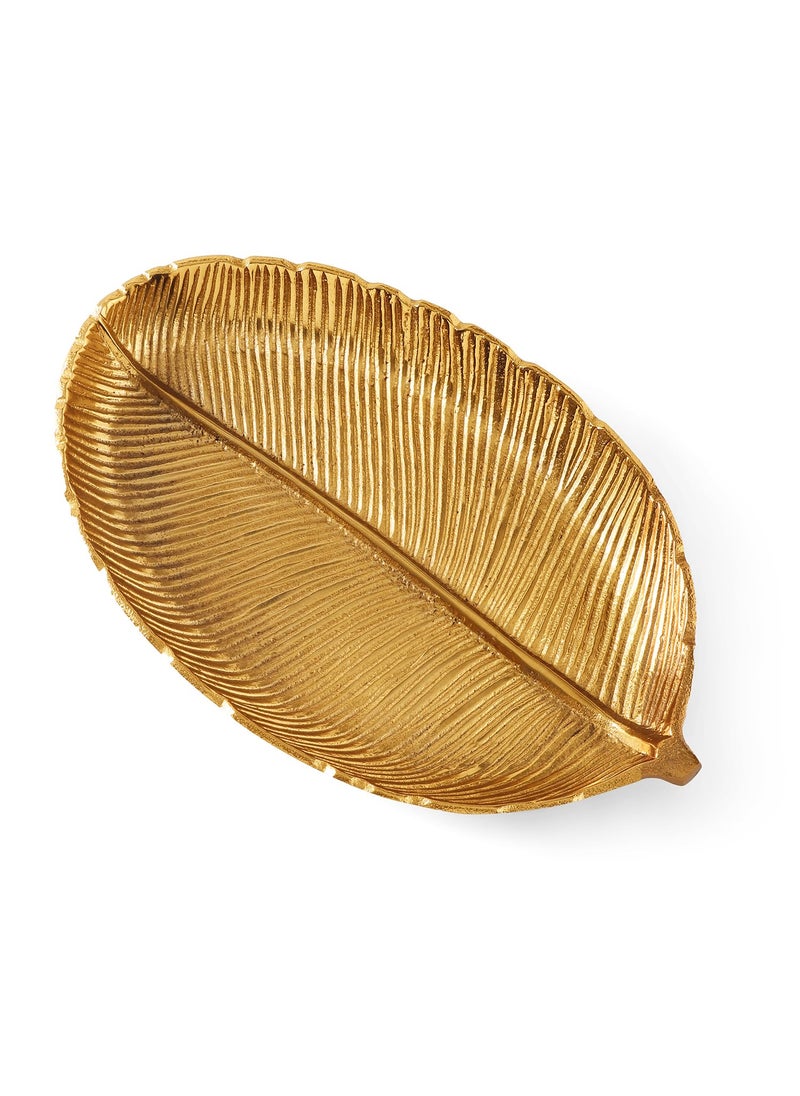 Pure Home and Living Large Gold Jahanara Leaf Platter