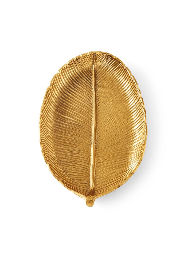 Pure Home and Living Large Gold Jahanara Leaf Platter