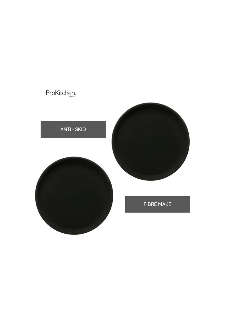 Prokitchen Round AntiSkid Fiber Tray Black Serving Platter Tray for Restaurants Bars and Cafes NonSlip Lightweight and Sturdy Serving Tray 16Inch