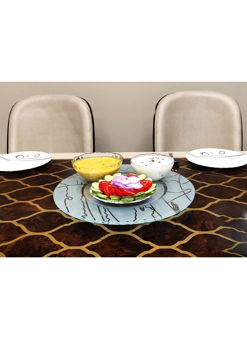 appeasy 18 Glass Lazy Susan Turntable Dining Table Centerpiece with Revolving disc Round Tabletop Rotating Tray Serving Plate Silent Smooth Spin Opera