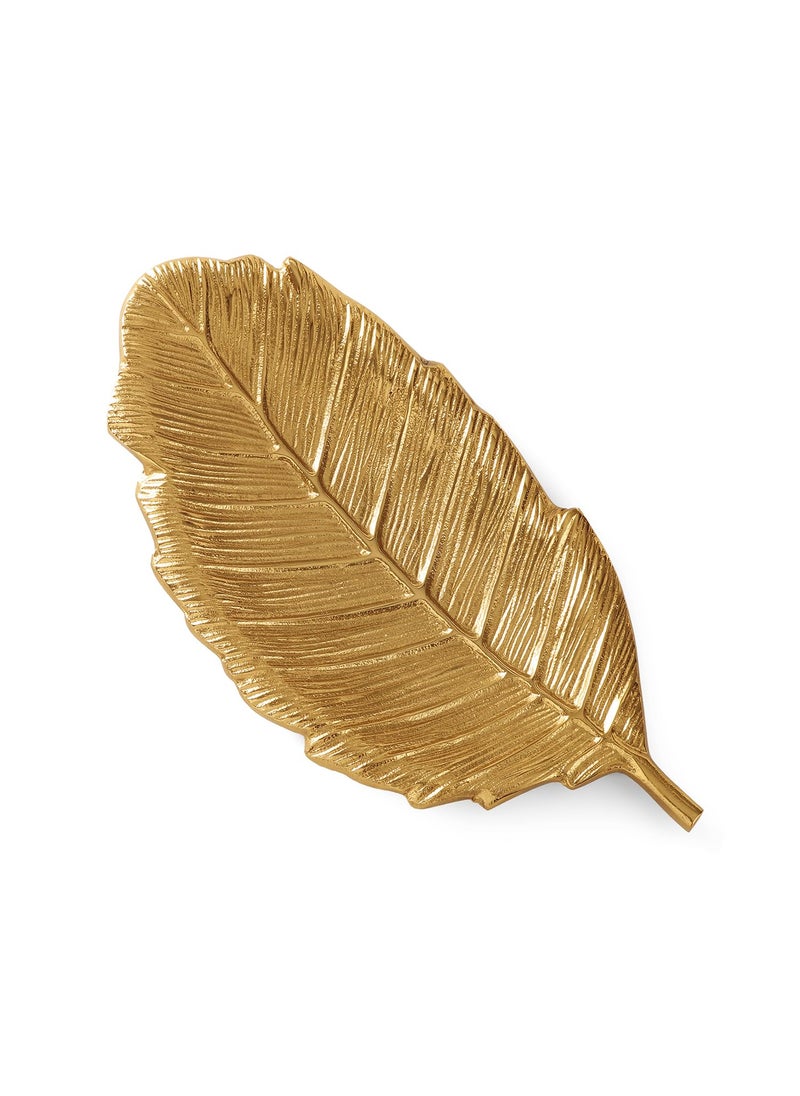 Pure Home Living Small Malabar Leaf Platter Gold