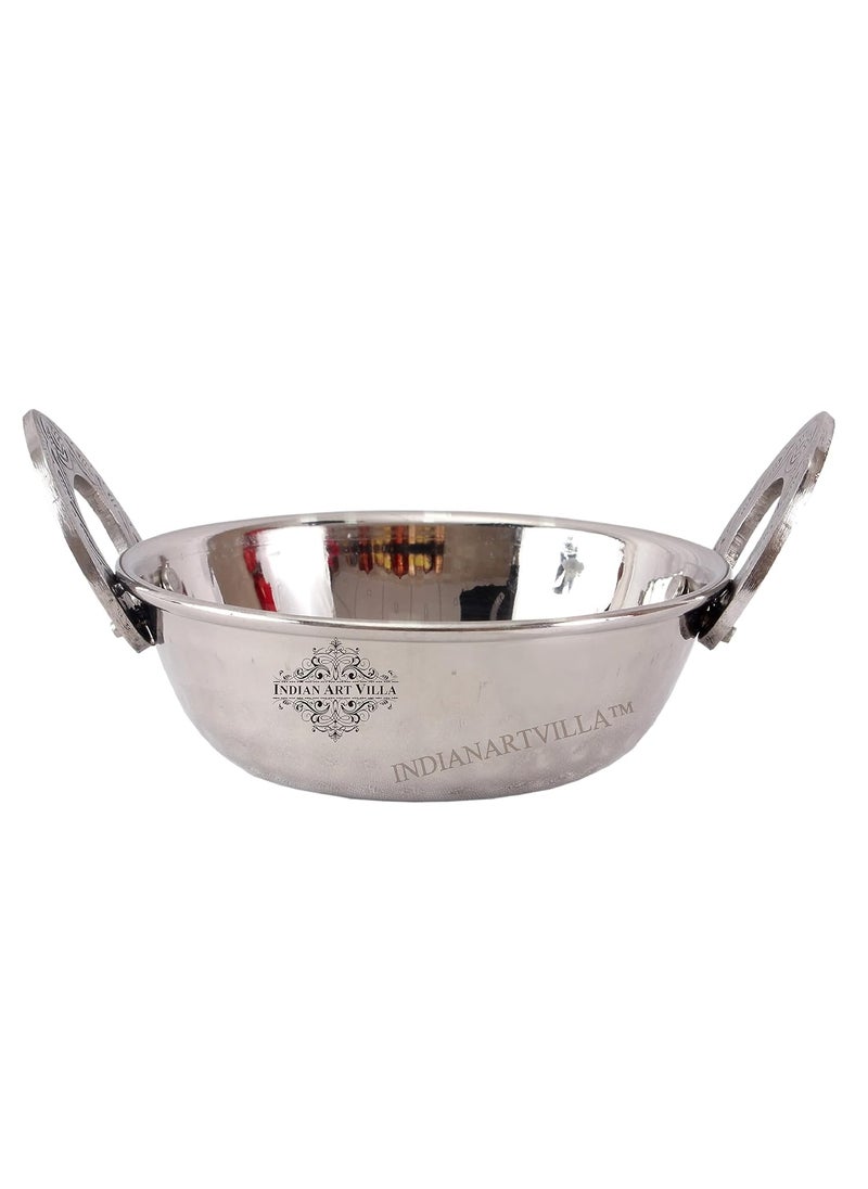 INDIAN ART VILLA Stainless Steel Serving Kadhai with Double Wall Insulation Tableware Serveware for Home Kitchen Hotel Restaurants Size5x15 CM 1 Piece