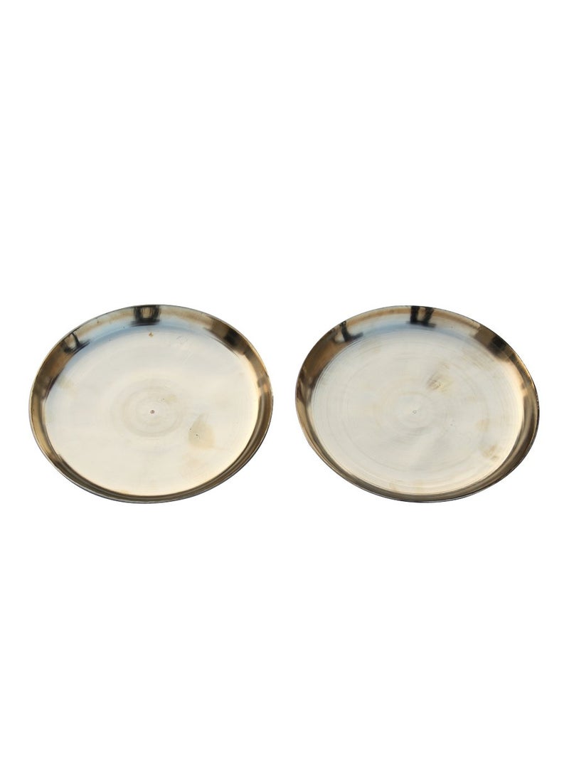 DeKulture Ayurveda Kansa Platters Pure Bronze Appetizer Dessert Plates Set of 2